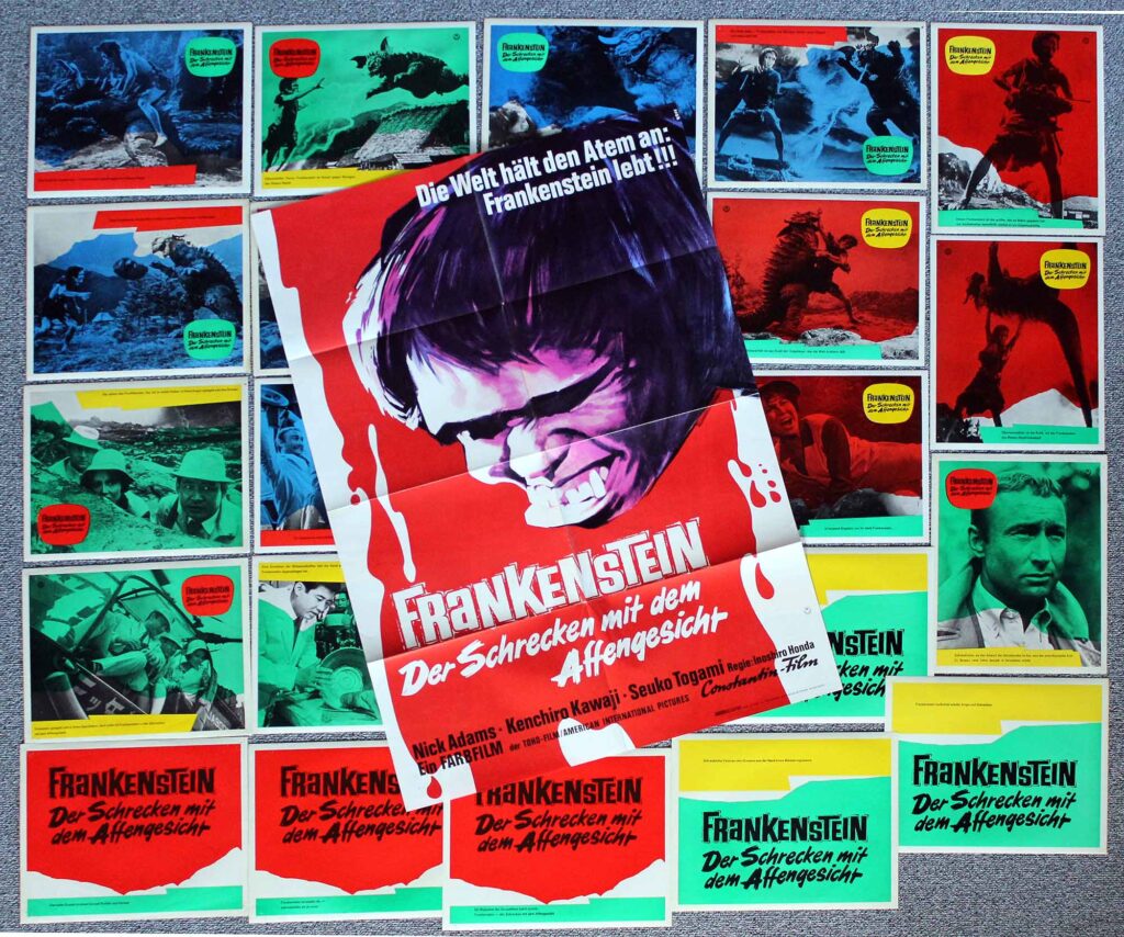 Frankenstein - Der Schrecken mit dem Affengesicht 1965, DIN A1 Plakat und kompletter Fotosatz mit 24 Bildern Frankenstein Conquers the World