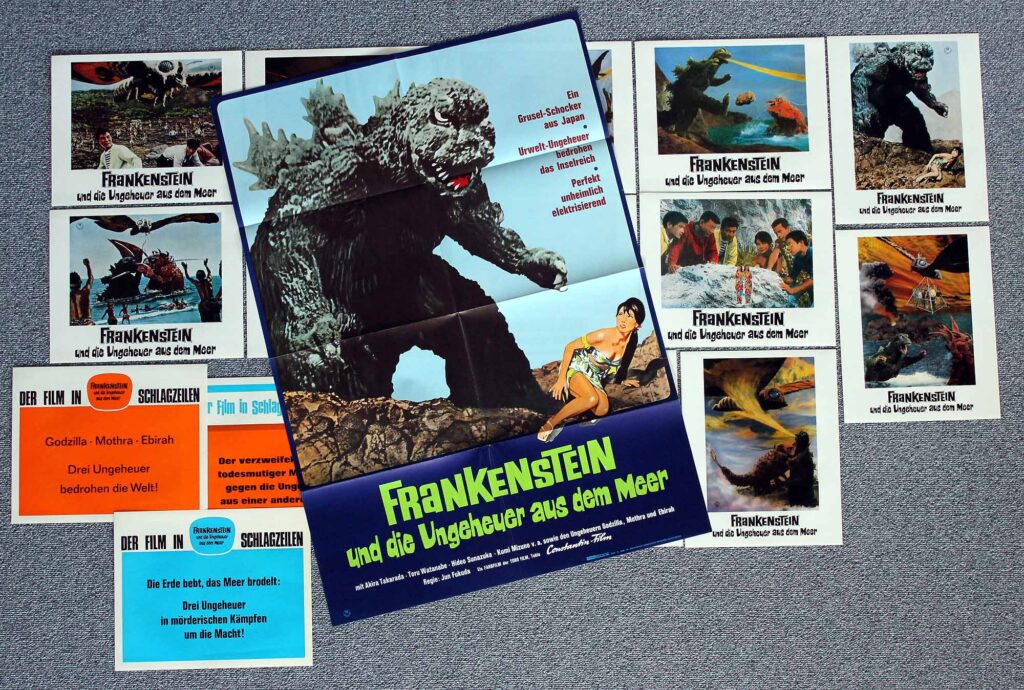 Frankenstein und die Ungeheuer aus dem Meer, A1 Plakat, 16 Fotos, 1966 Ebirah, Horror of the Deep